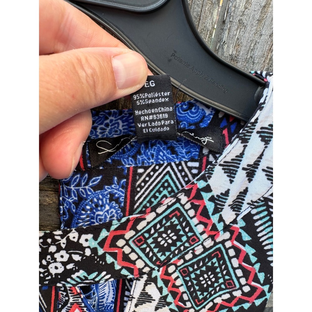 French Laundry Womens XL Blue Red Boho Geometric Paisley Sleeveless Maxi Dress - Picture 3 of 5